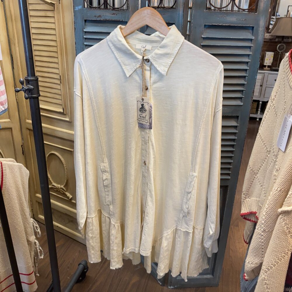 Easel Mineral Washed Natural Shirt Tunic